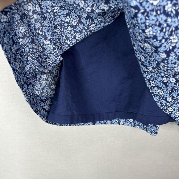 J.Crew Womens Dress Small Blue 100% Cotton Floral Puff Sleeve Belted Preppy Boho - Picture 9 of 15